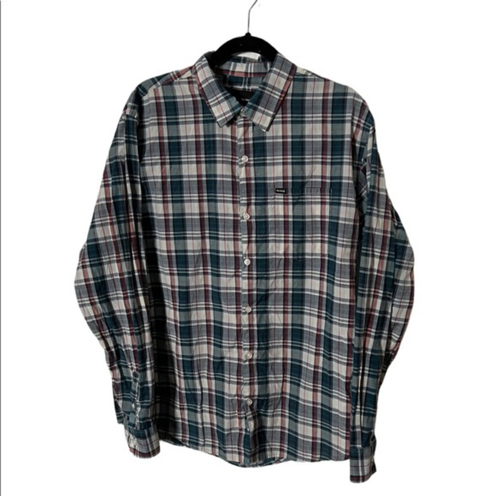 Hurley Long Sleeve Plaid Button Down Top Size Large